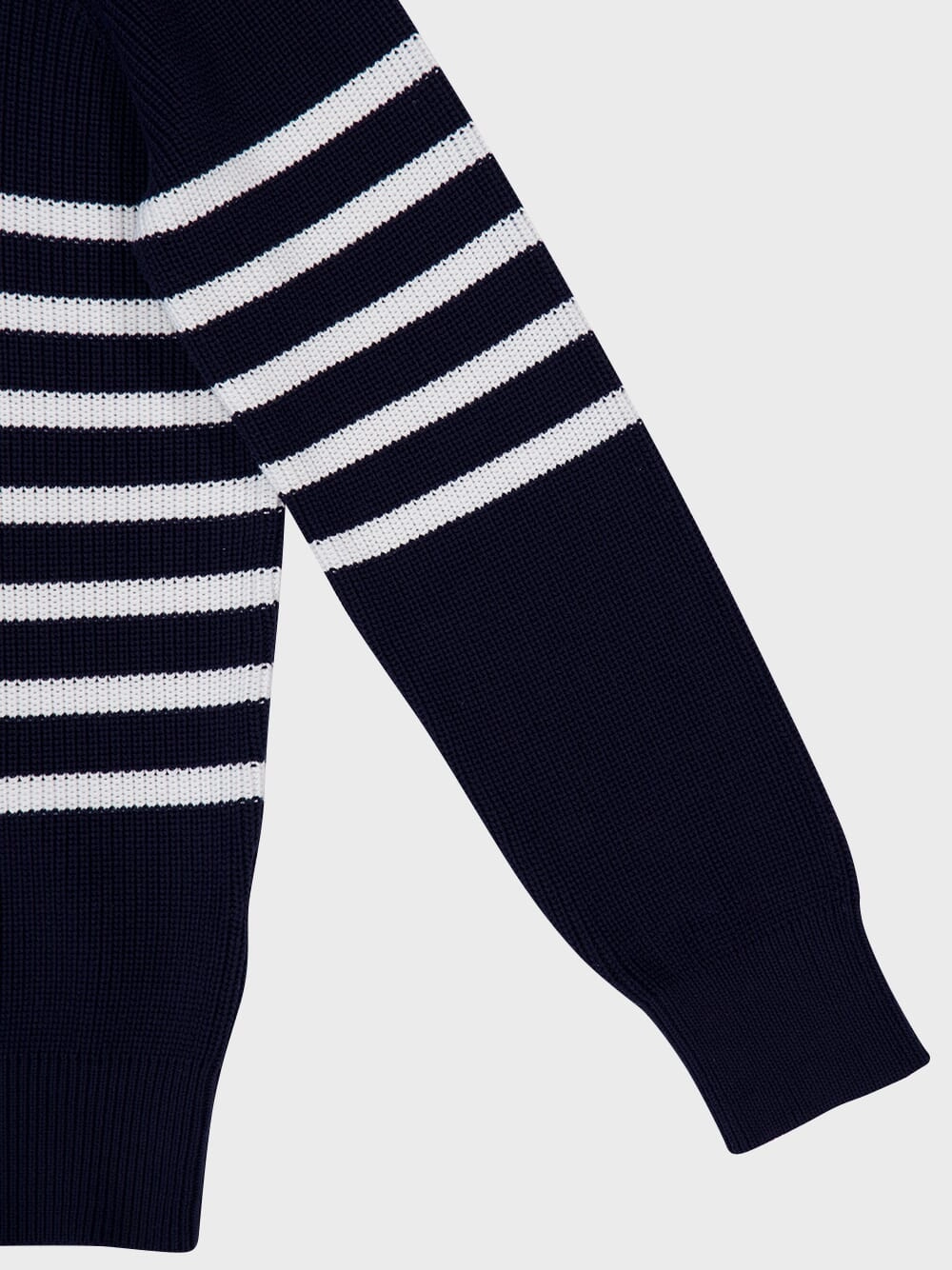 Navy Blue Knitted Cotton Zip-Neck Sweater