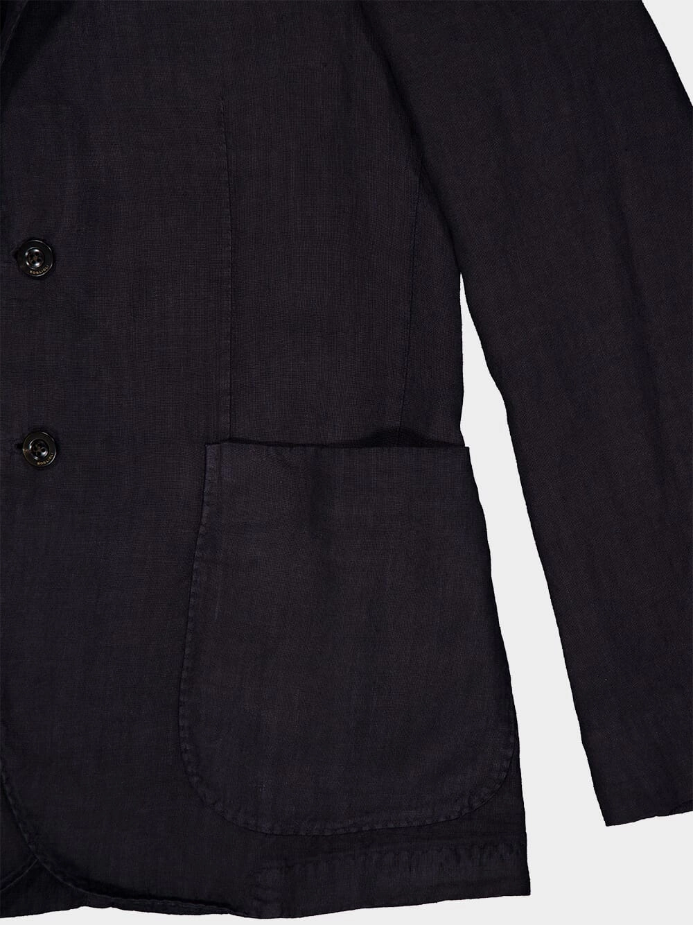 Navy Blue Linen Notch-Lapel Jacket