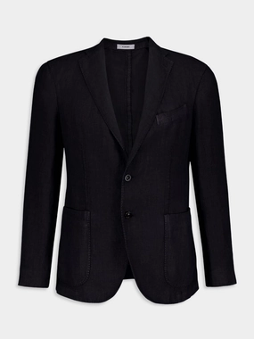 Navy Blue Linen Notch-Lapel Jacket Suits Mens - men's suits outlet