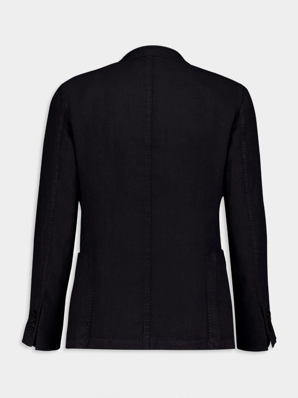 Navy Blue Linen Notch-Lapel Jacket