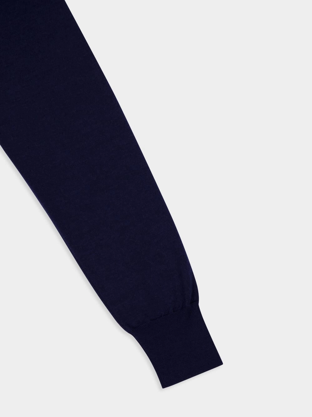 Navy Blue Long-Sleeve Wool Silk Polo