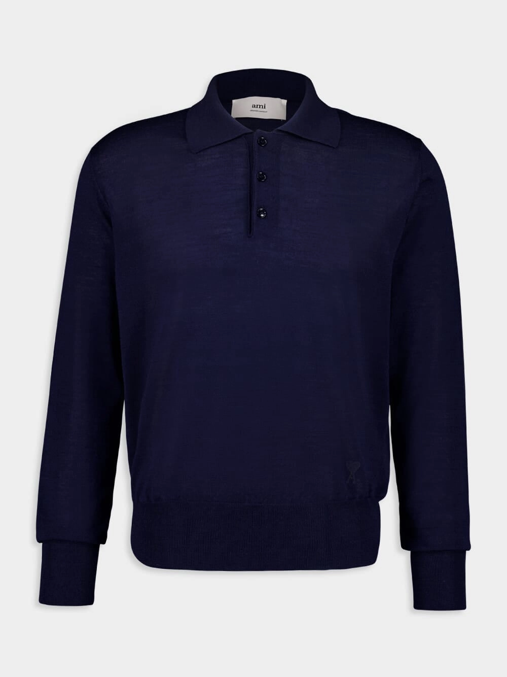 Navy Blue Long-Sleeve Wool Silk Polo Knitwear Mens - men's sweaters sale