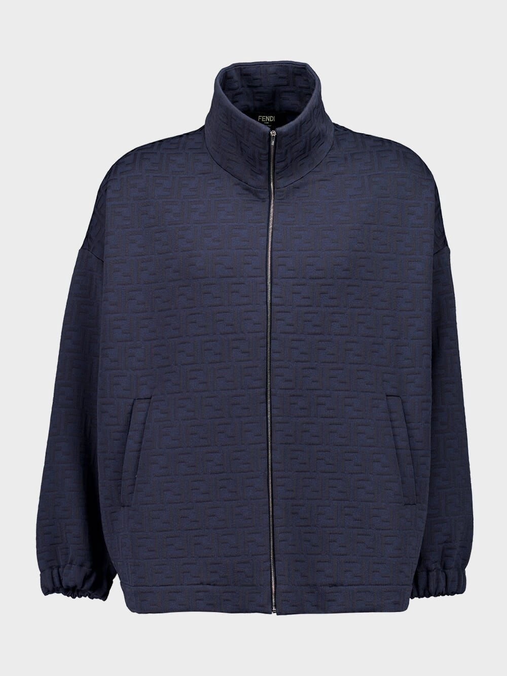 Navy Blue Monogram Zip-Up Sweatshirt Tops Mens - thermal tops