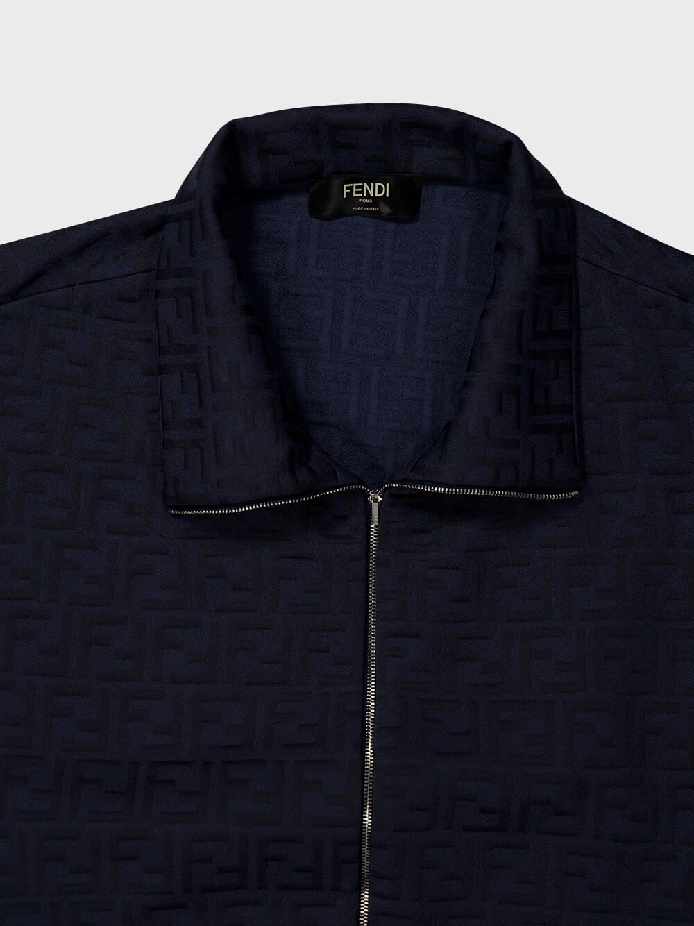 Navy Blue Monogram Zip-Up Sweatshirt
