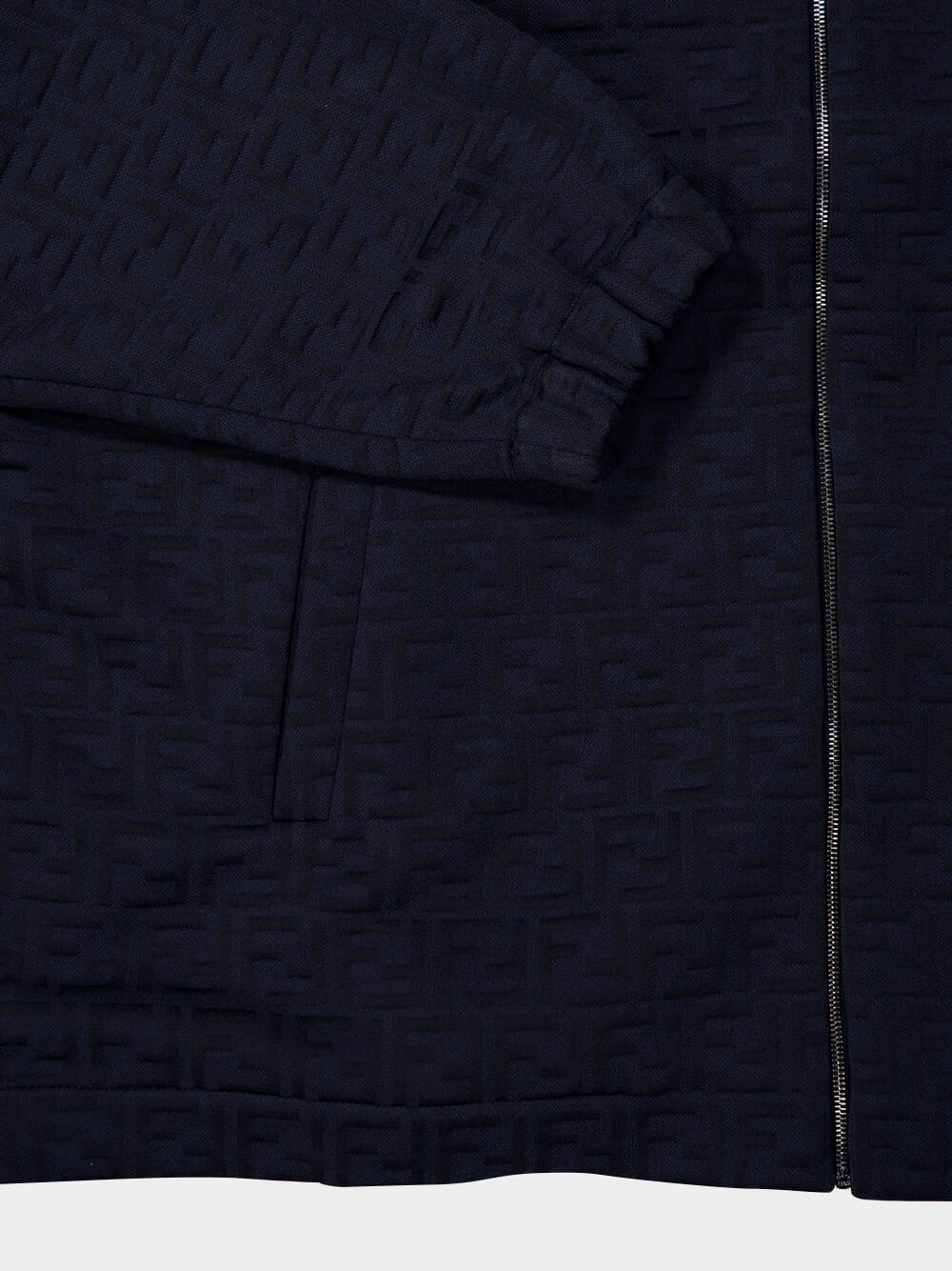 Navy Blue Monogram Zip-Up Sweatshirt
