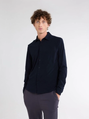 Navy Blue Organic Cotton Artisanal Dyeing Herman Shirt Suits Mens - men's suits outlet