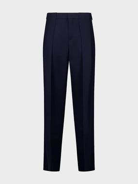 Navy Blue Pleated Grain de Poudre Trousers Suits Mens - men's suits outlet