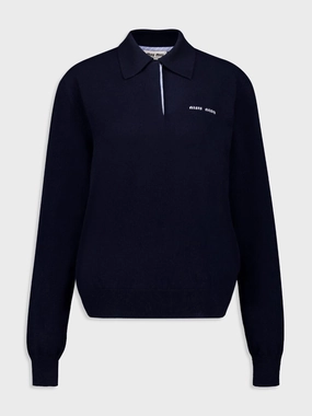 Navy Cashmere Polo Sweater Knitwear Womens - women's knitwear cheap