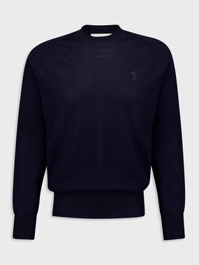 Navy Crew Neck Merino Wool Sweater Knitwear Mens - men's sweaters sale