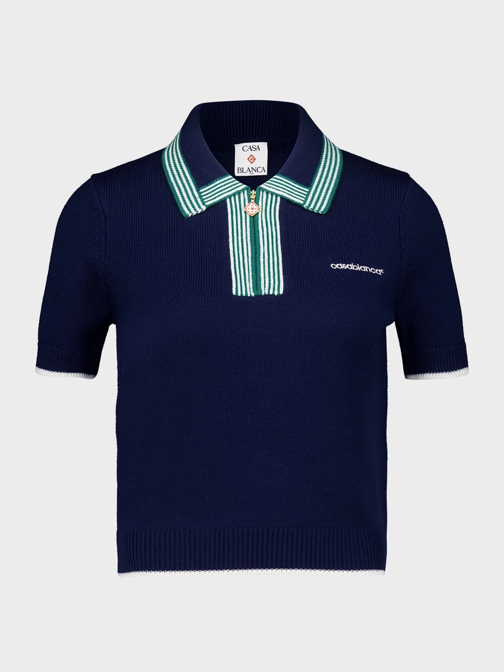 Navy Knit Tennis Polo Shirt