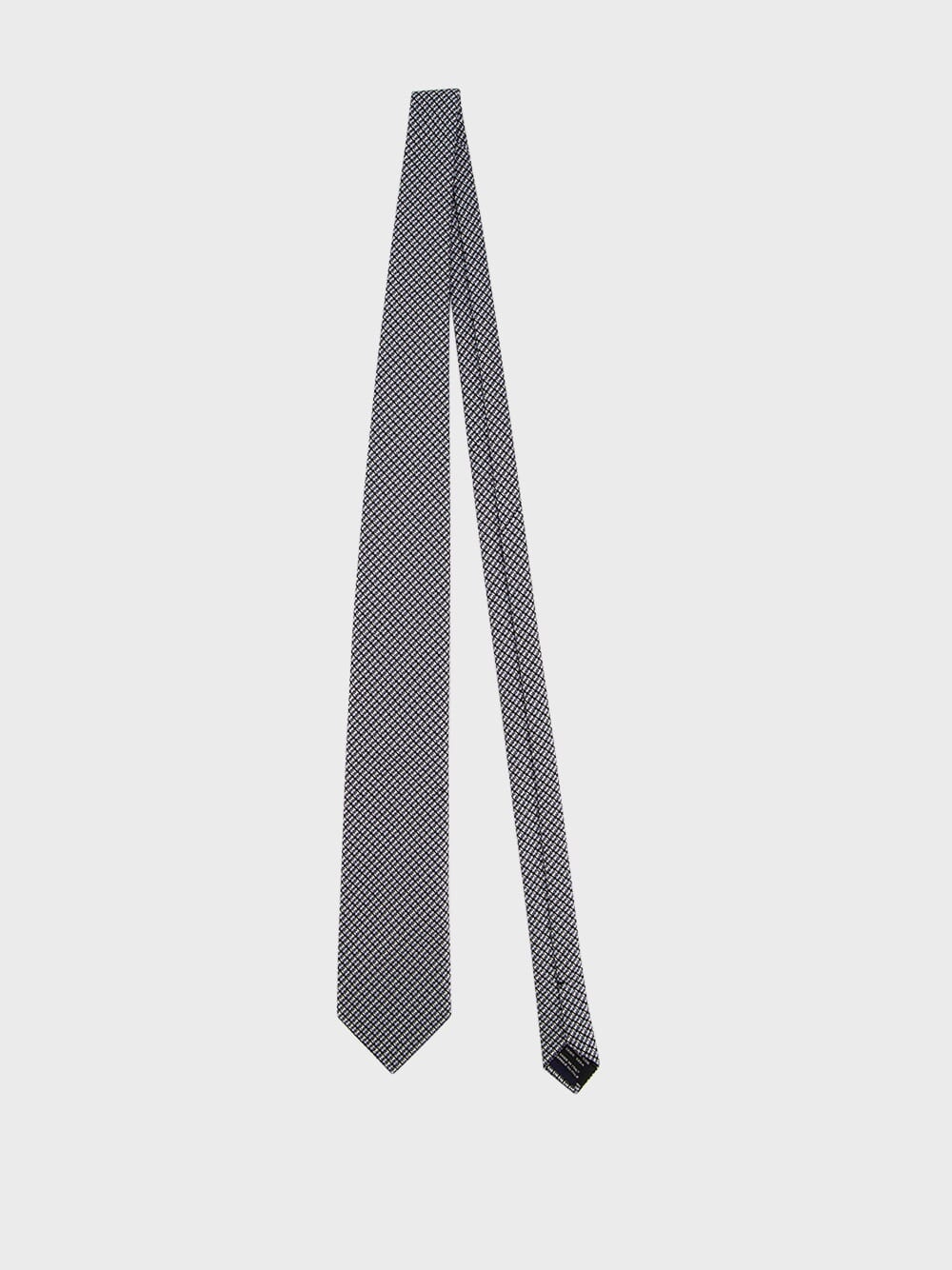 Navy Micro-Geometric Silk Tie