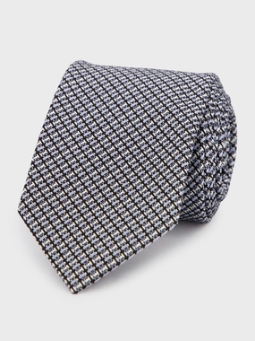 Navy Micro-Geometric Silk Tie Suits Mens - men's suits outlet