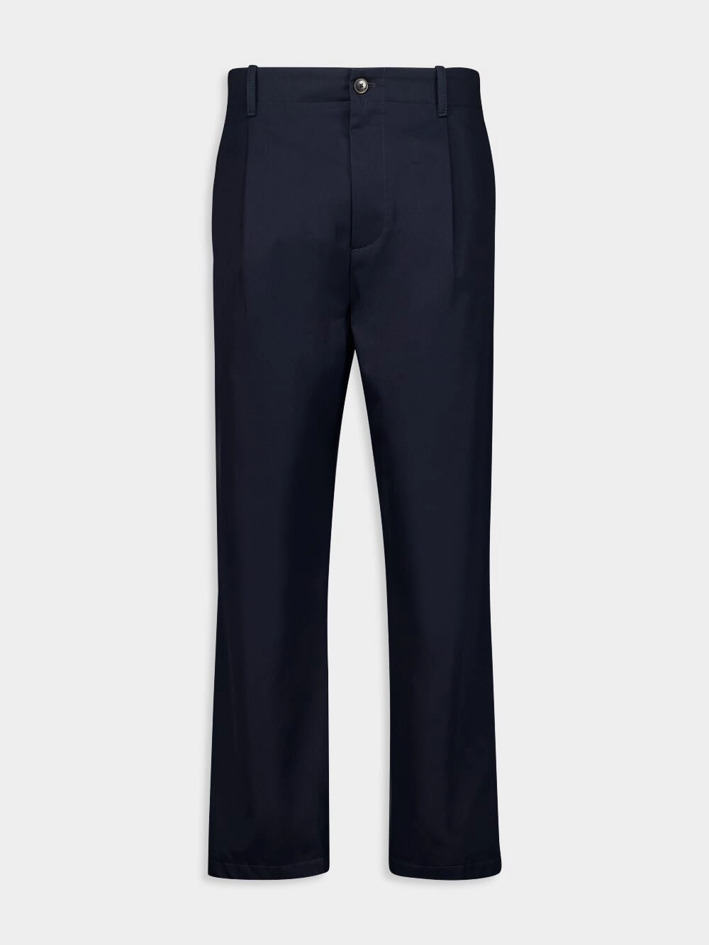 Navy Pleat-Detail Cotton Chinos Suits Mens - men's suits outlet