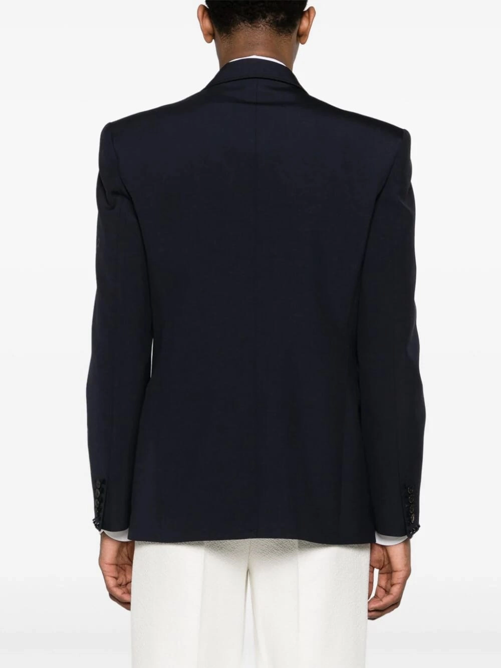 Navy Single-Breasted Wool Blazer