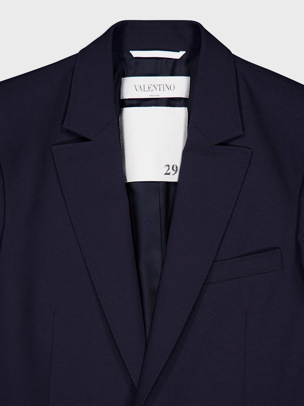 Navy Single-Breasted Wool Blazer