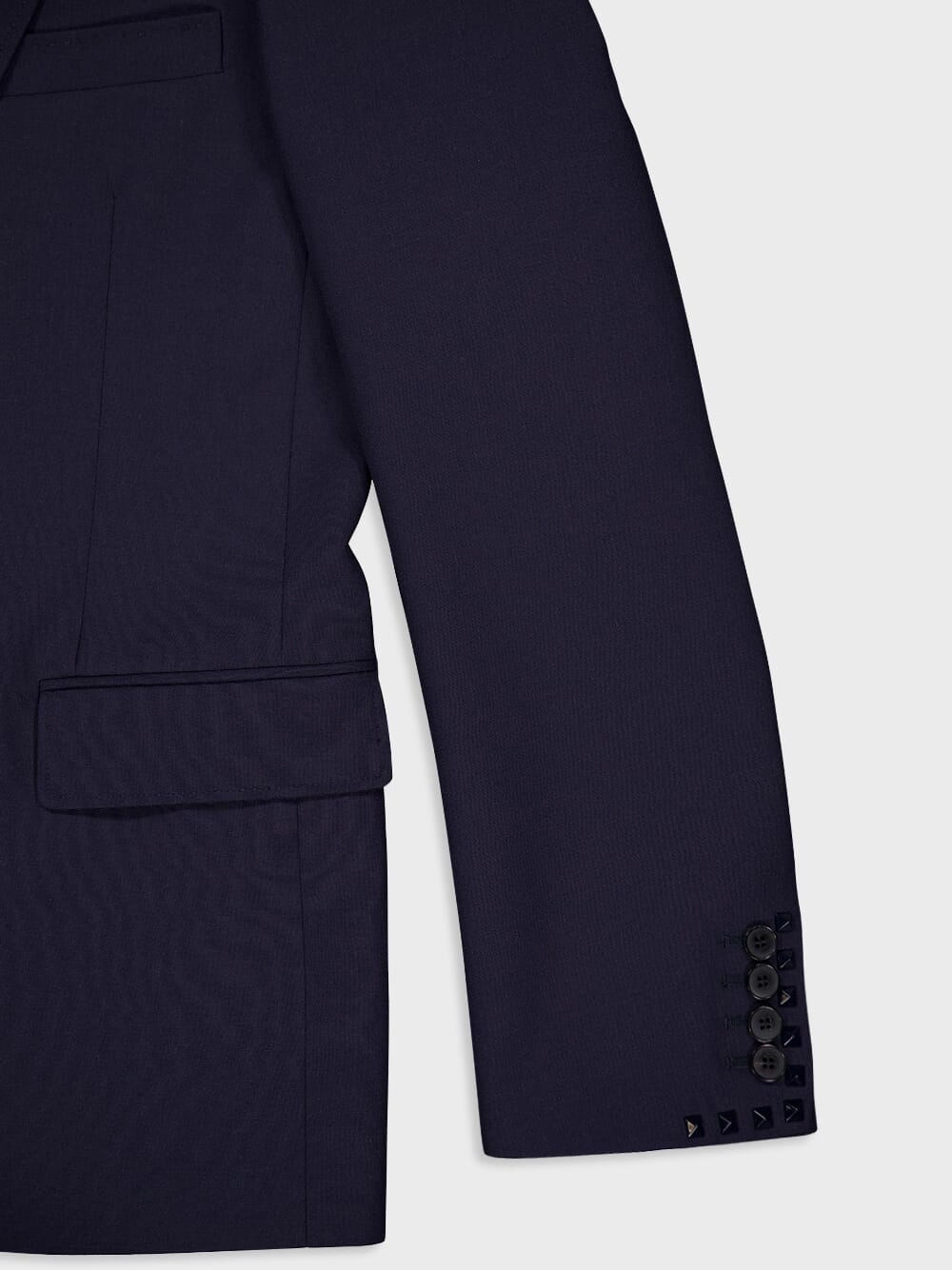 Navy Single-Breasted Wool Blazer