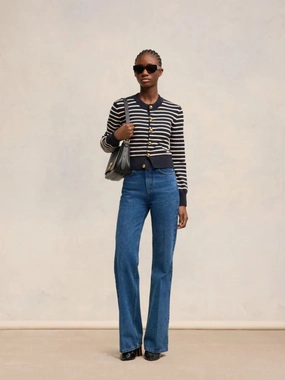 Navy Striped Sailor Cardigan Knitwear Womens - women's knitwear cheap