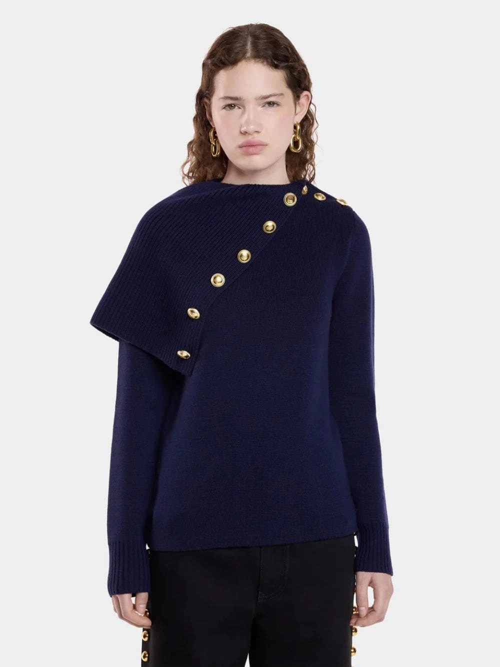 Navy Wool Sweater Knitwear Womens - women's knitwear cheap