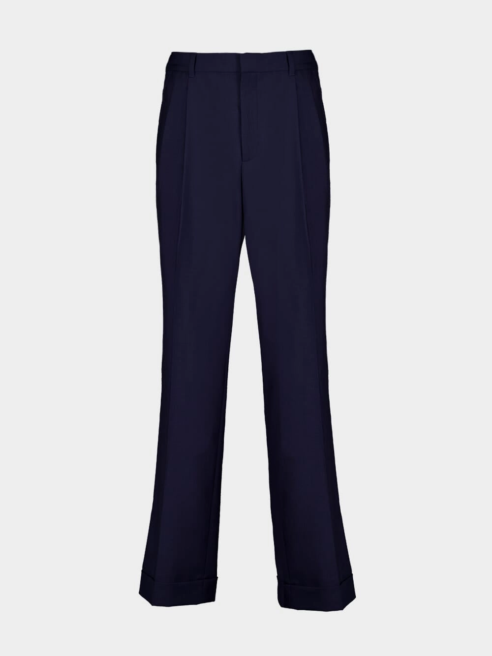 Navy Wool Tailored Pleated Trousers Suits Mens - men's suits outlet