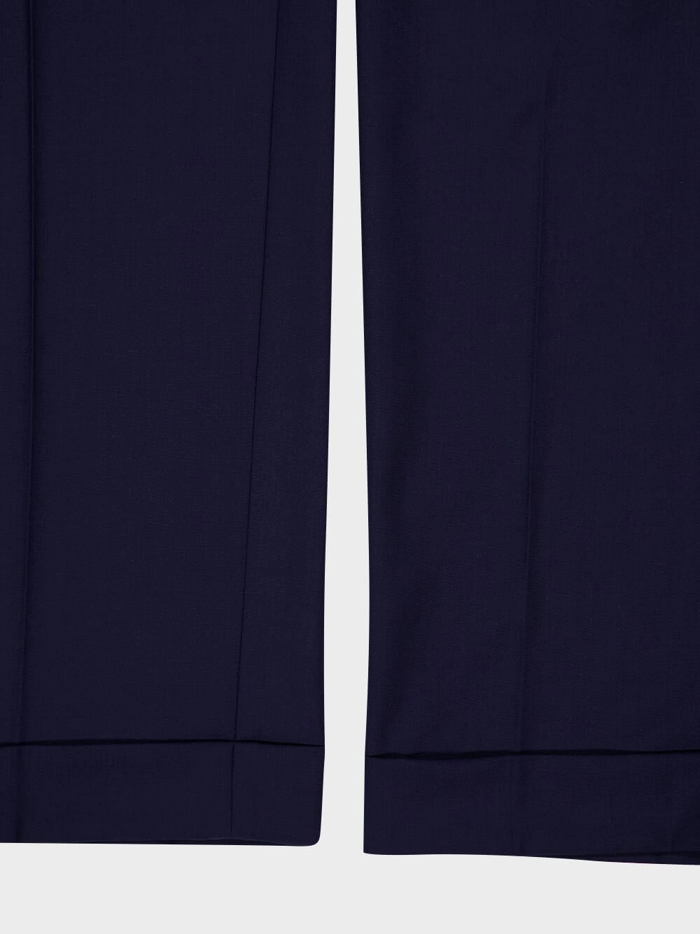 Navy Wool Tailored Pleated Trousers