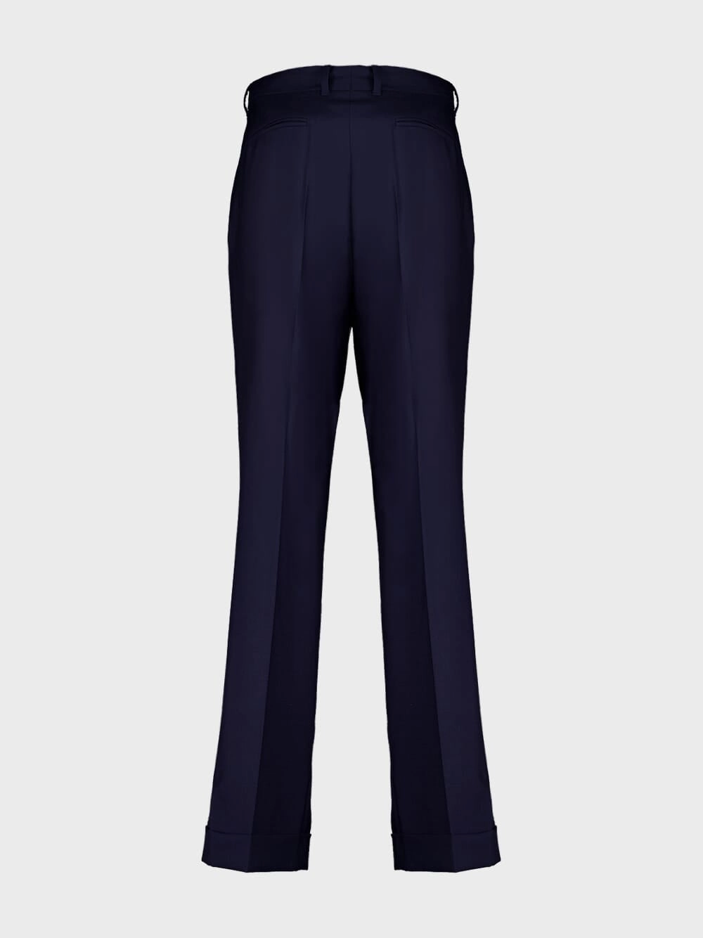 Navy Wool Tailored Pleated Trousers