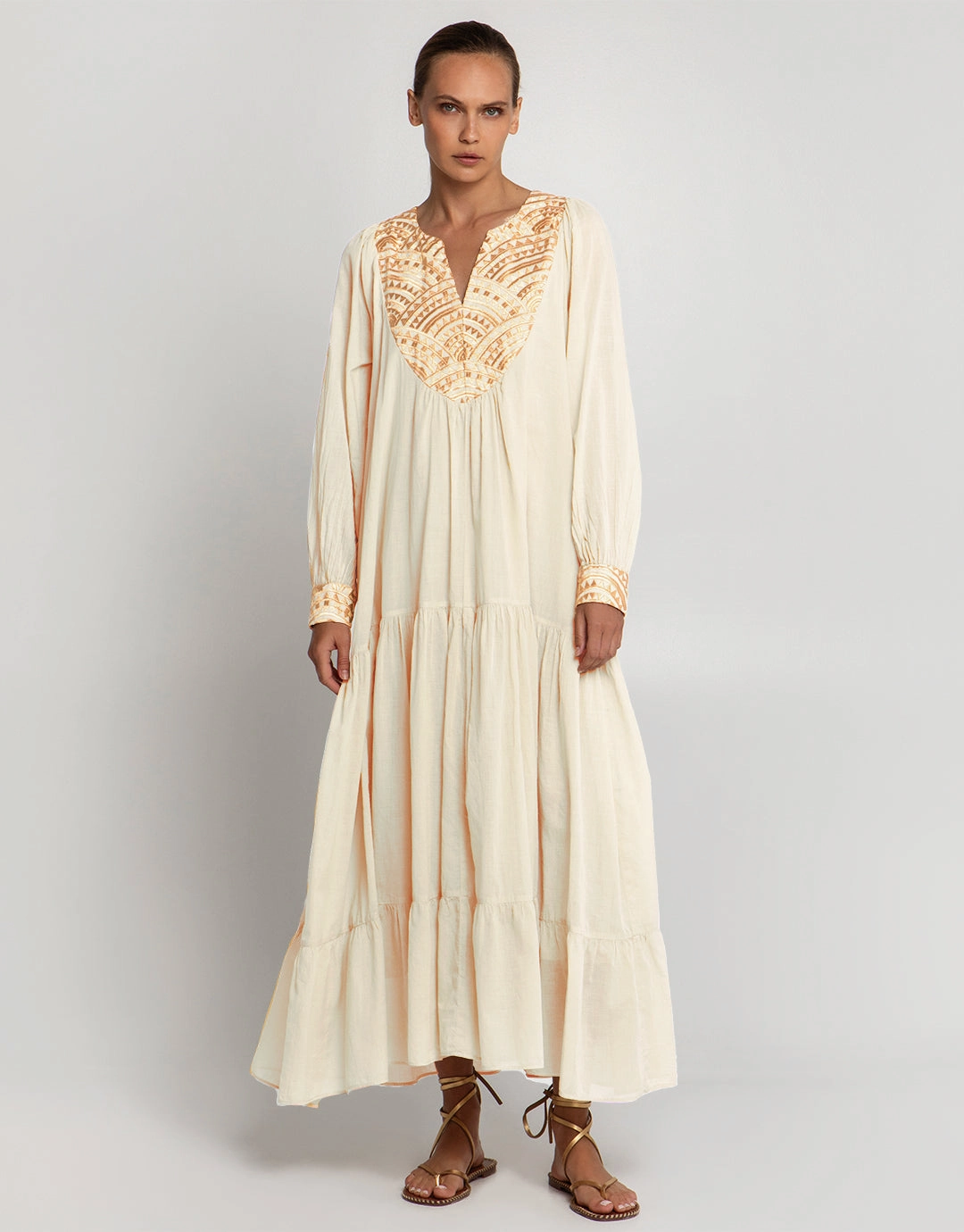 New Triangle Maxi Dress - Natural and Gold Swim Womens - bikinis clearance