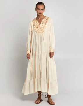 New Triangle Maxi Dress - Natural and Gold Swim Womens - bikinis clearance