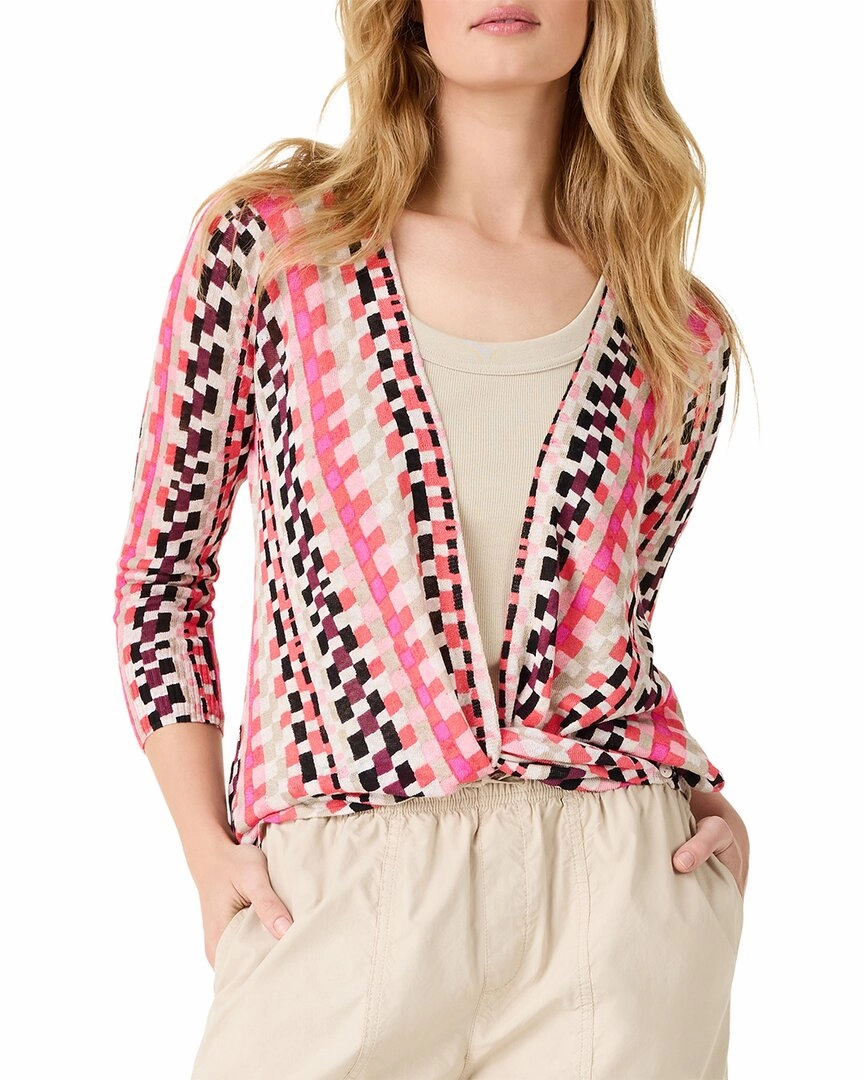 NIC ZOE Pixel Sunset 4-Way Linen-Blend Cardigan Tops Womens - puff-sleeve tops