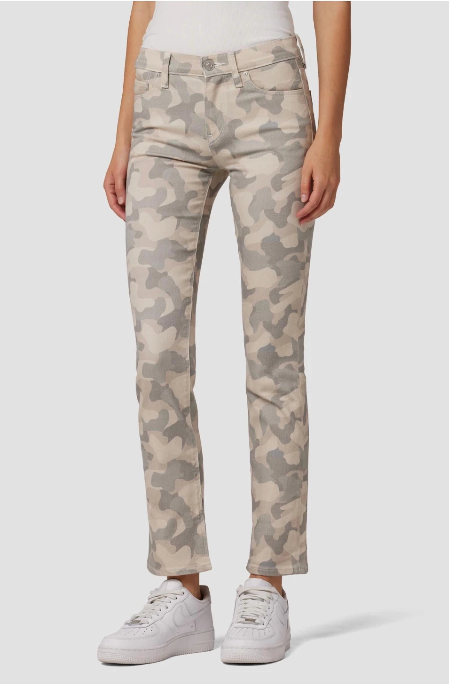 Nico Mid-Rise Straight Jean In Peyote Camo womens peg pants deal