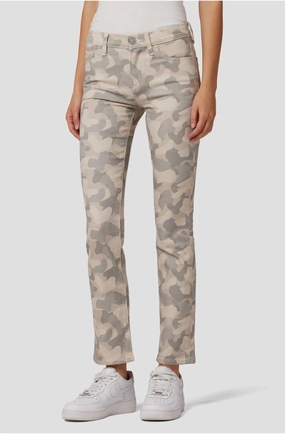 Nico Mid-Rise Straight Jean In Peyote Camo womens peg pants deal