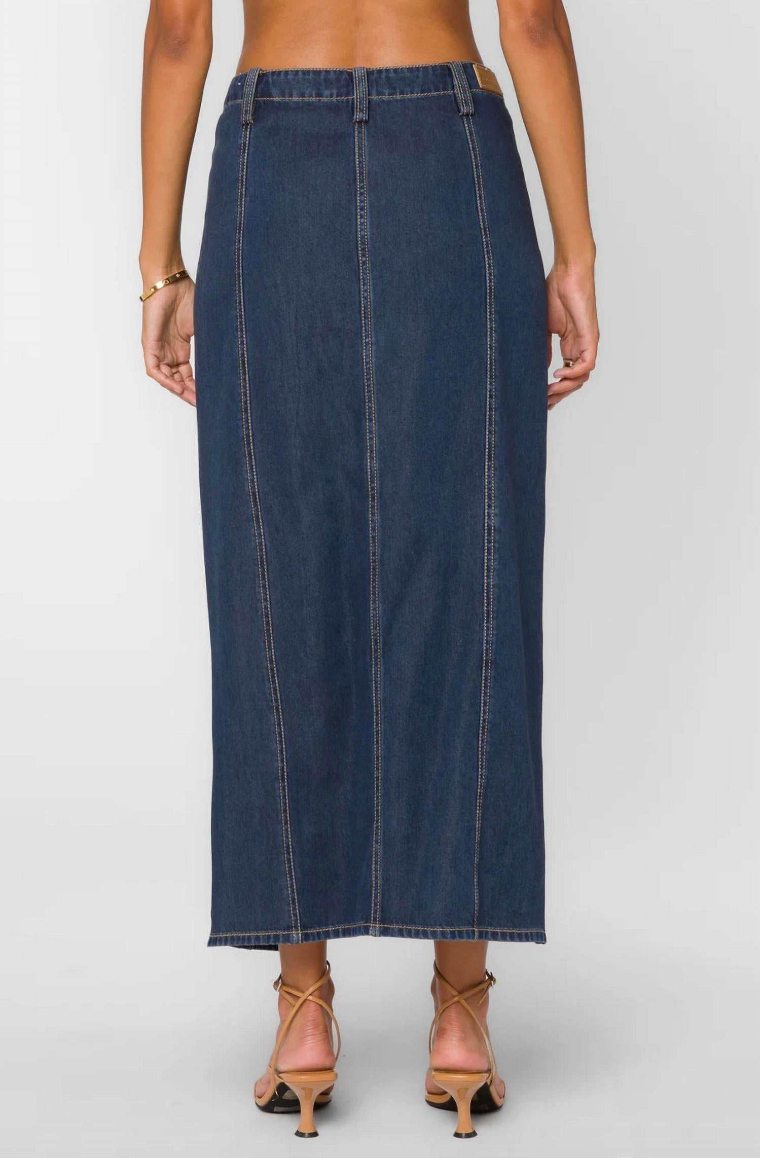 Nikkie Long Denim Skirt In Starry Night