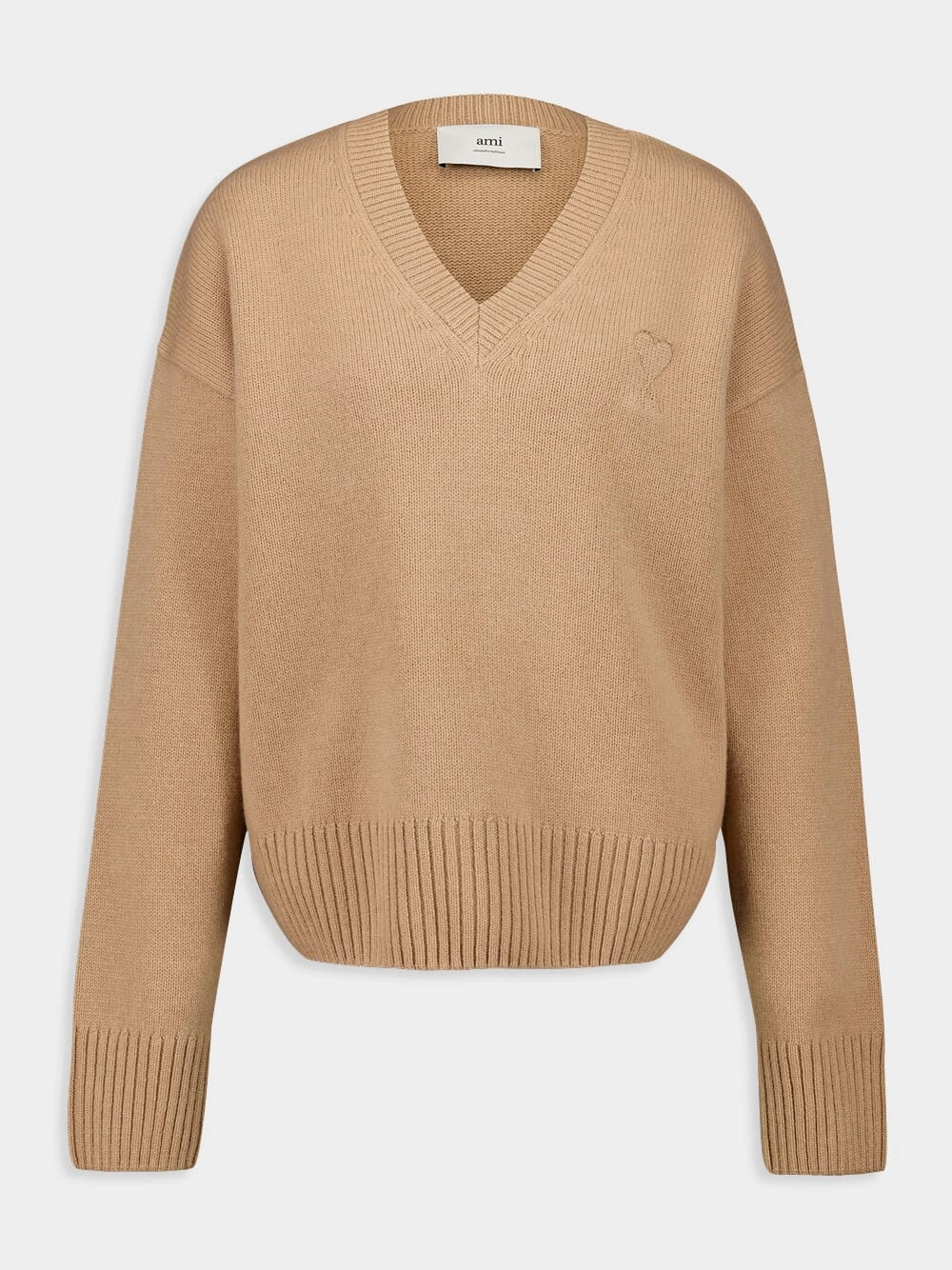 Nude V-Neck Wool-Cashmere Sweater