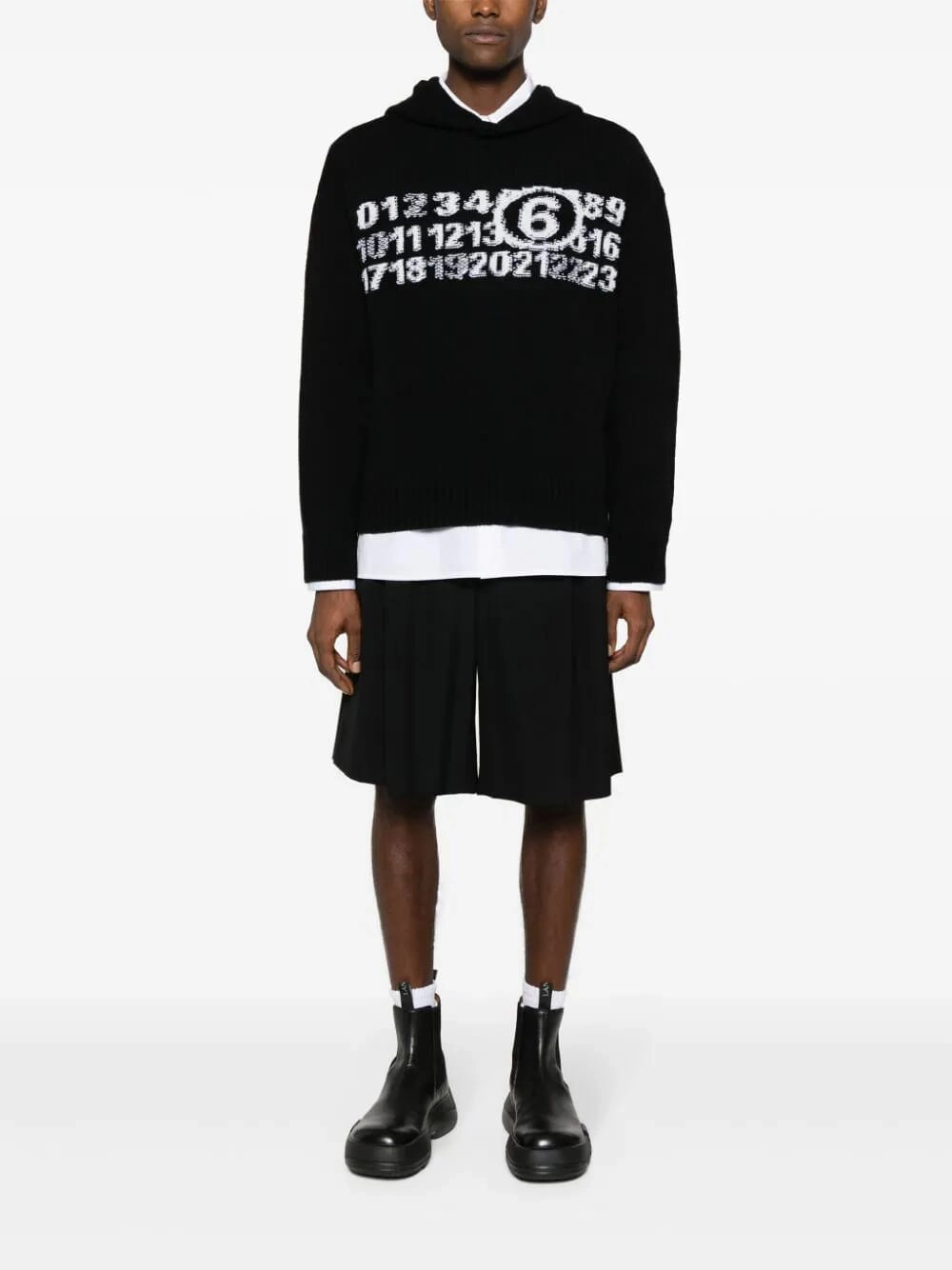 Number Motif Hooded Jumper