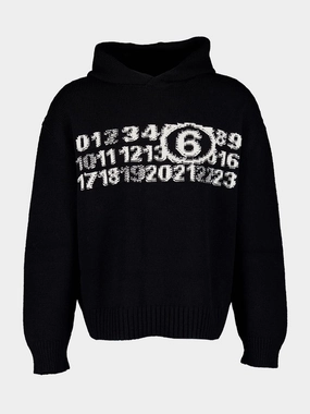 Number Motif Hooded Jumper Knitwear Mens - men's sweaters sale