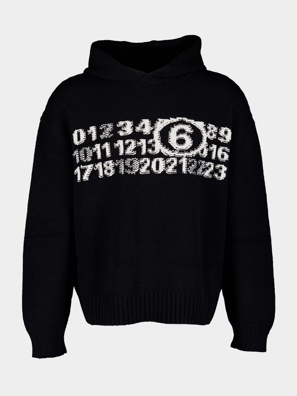 Number Motif Hooded Jumper Knitwear Mens - men's sweaters sale
