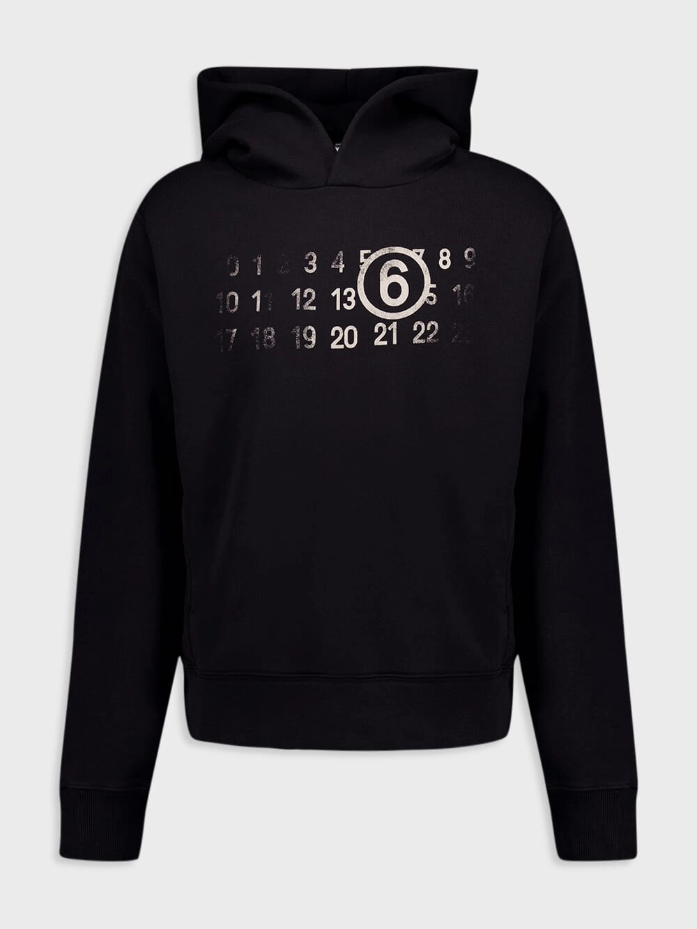 Numbers Motif Cotton Blend Hoodie Tops Mens - thermal tops