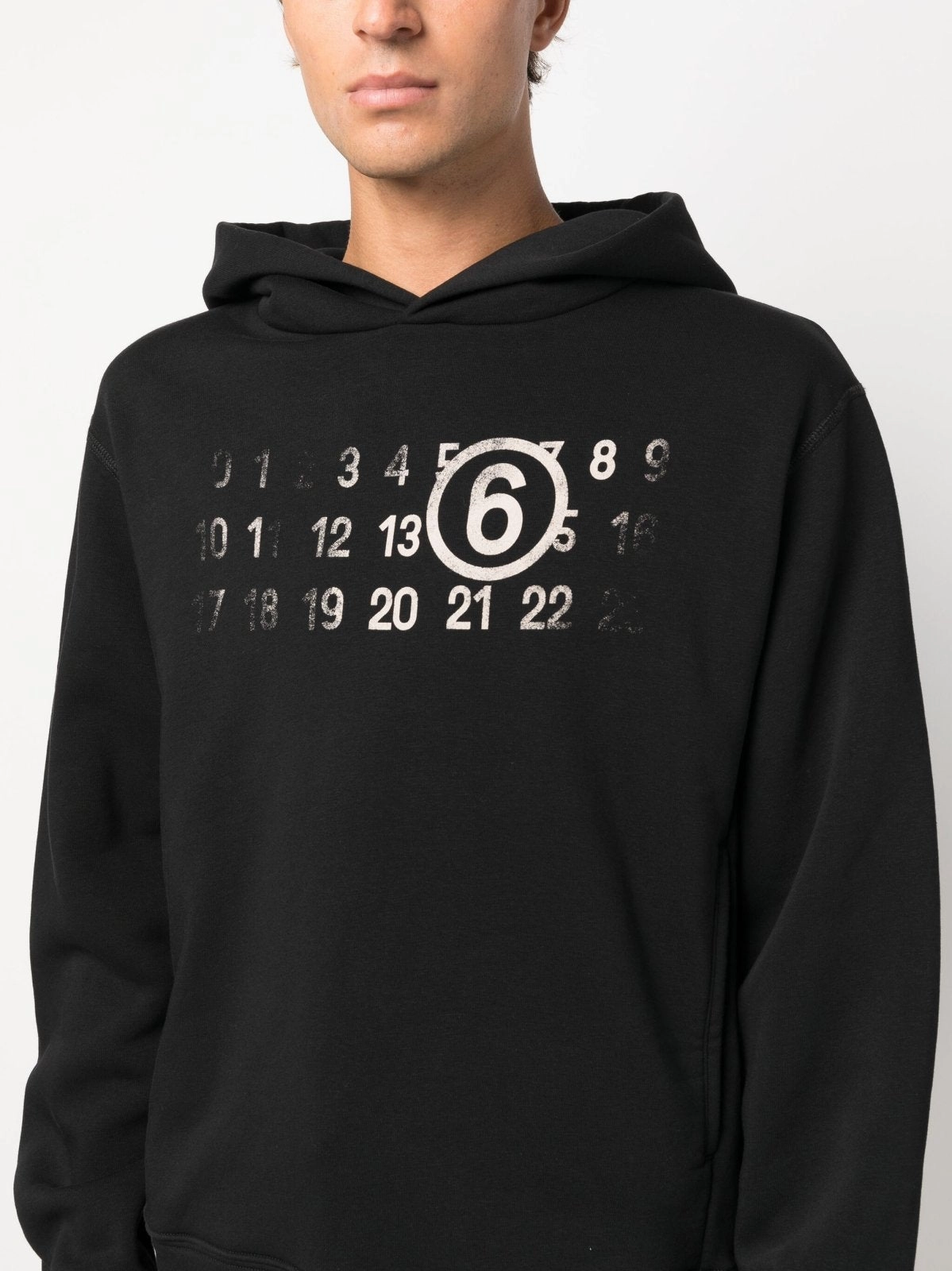 Numbers Motif Cotton Blend Hoodie