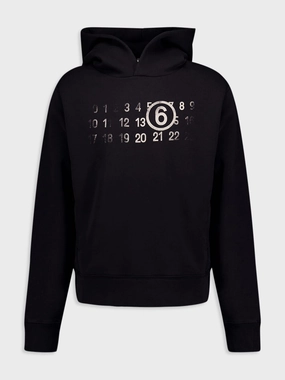 Numbers Motif Cotton Blend Hoodie Tops Mens - thermal tops