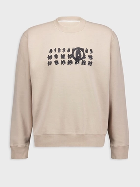 Numbers Motif Cotton Blend Sweatshirt Tops Mens - thermal tops