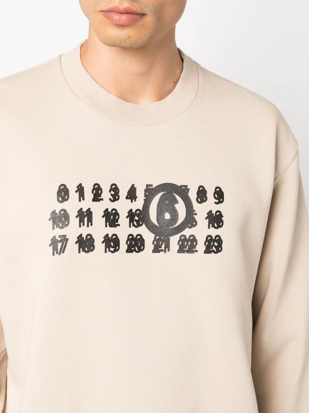Numbers Motif Cotton Blend Sweatshirt