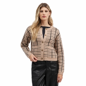NVLT Women's Windowpane Cardigan Tops Womens - halter tops sale