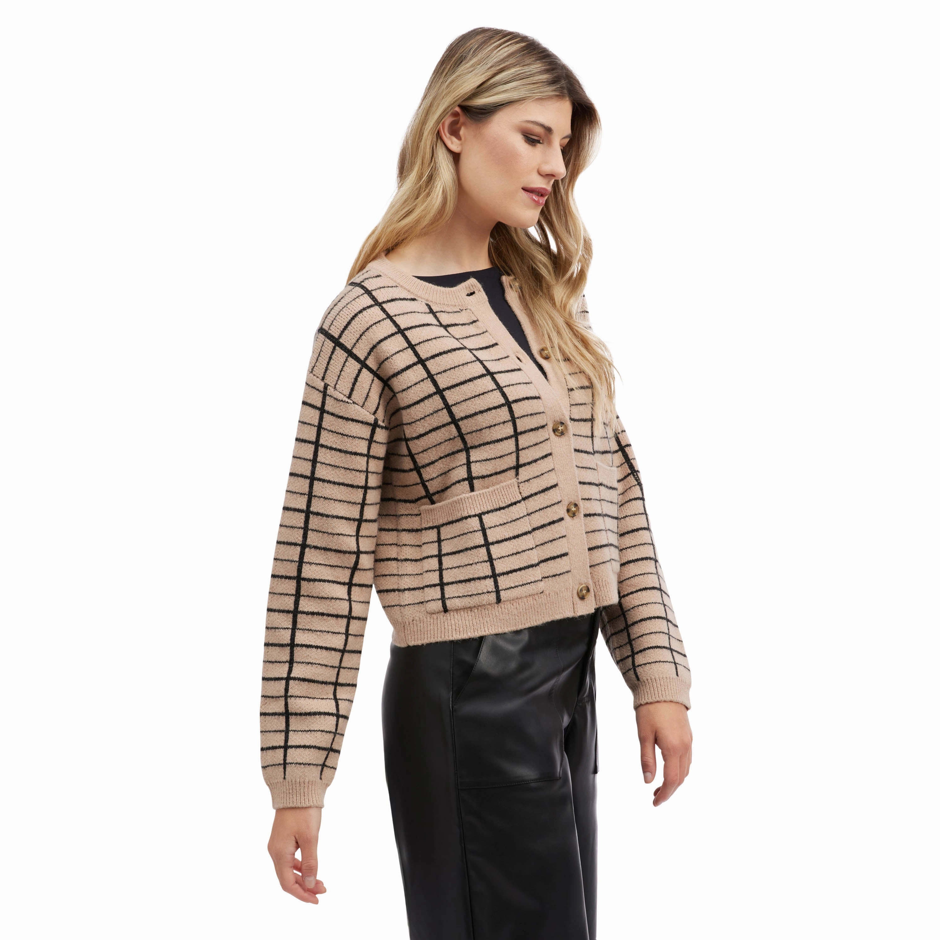 NVLT Women's Windowpane Cardigan