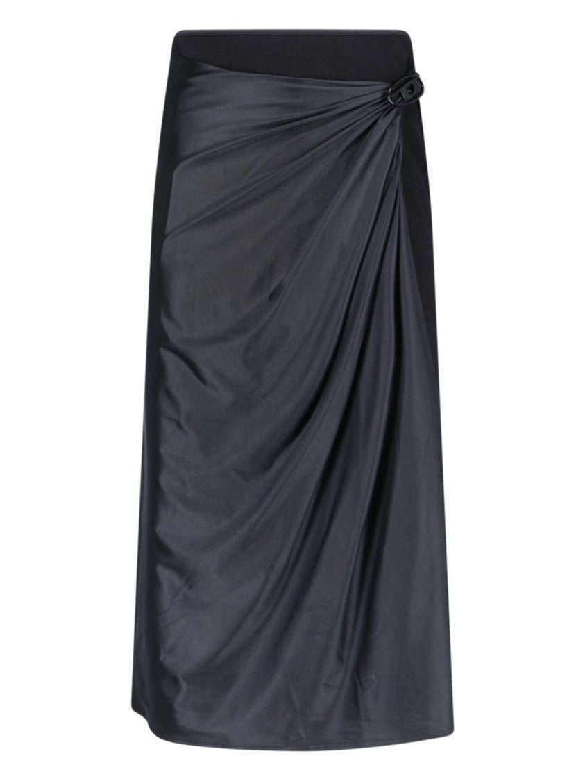 O-Silv' Draped Midi Skirt  Black