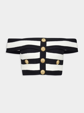 Off-Shoulder Striped Top Knitwear Womens - women's knitwear cheap