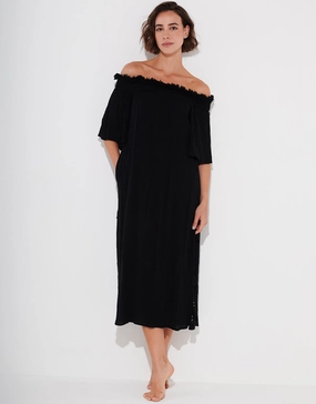 Off The Shoulder Dress - Black Swim Womens - bikinis clearance