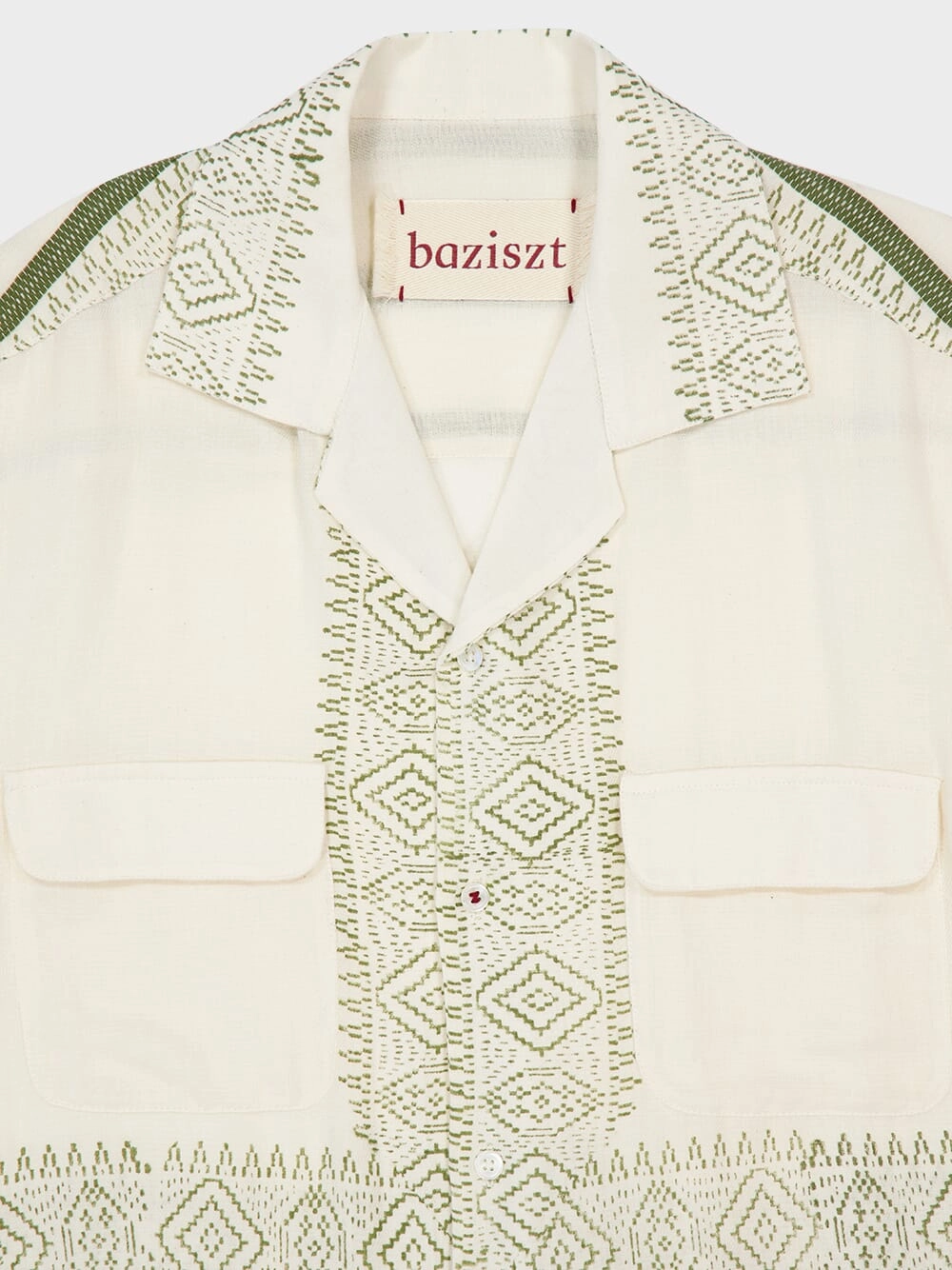 Off-White and Khaki Embroidered Talilo Shirt