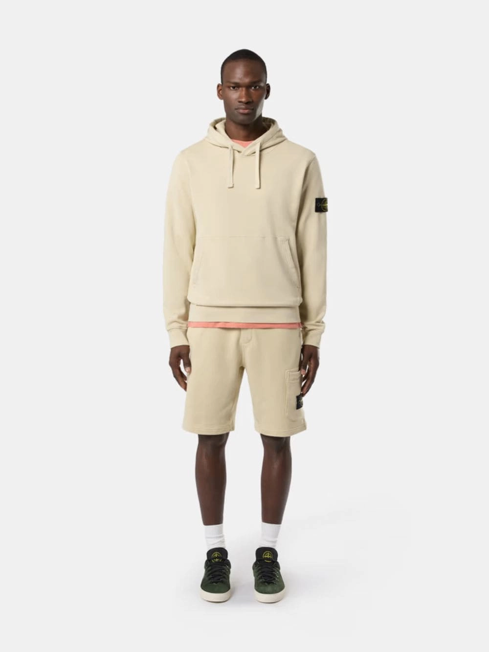 Off White Hooded Sweatshirt with Pouch Pocket