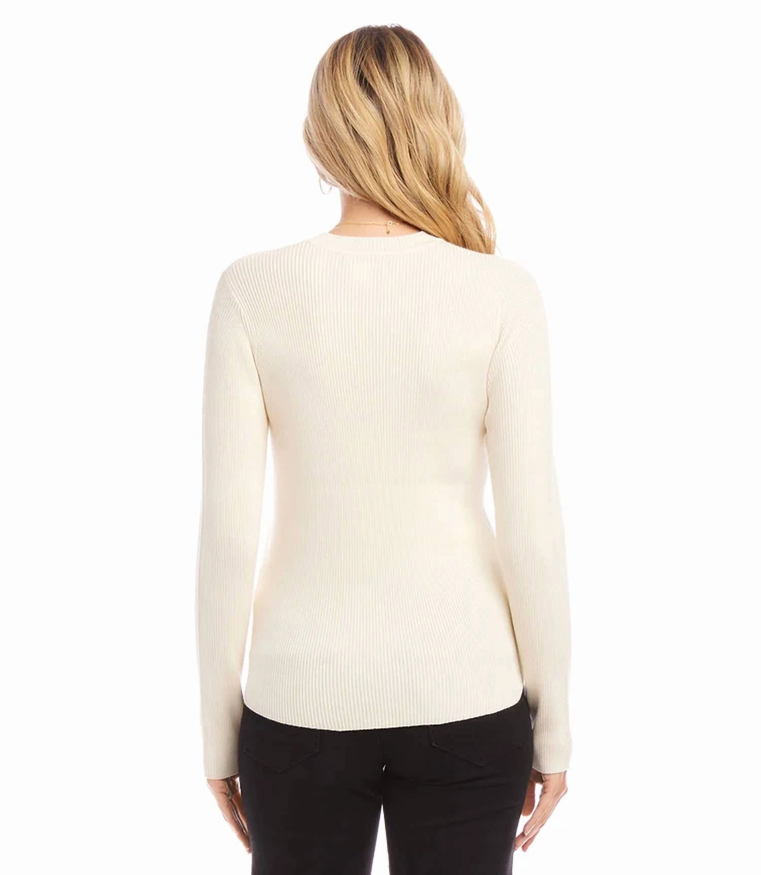 Off White Ribbed Crewneck Sweater