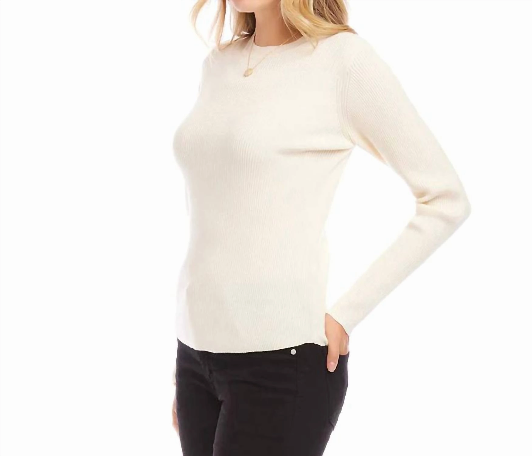 Off White Ribbed Crewneck Sweater