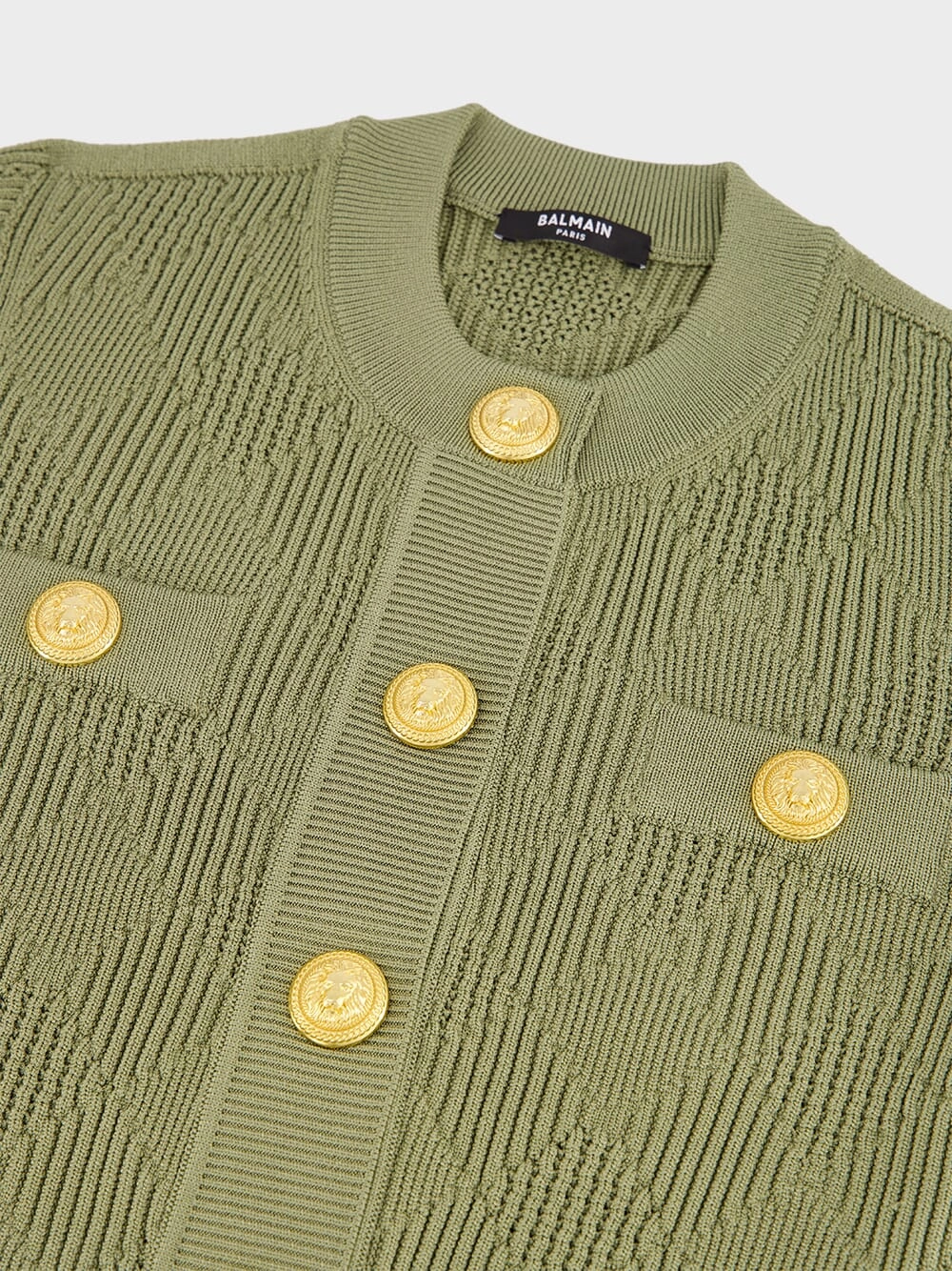 Olive Green Gingham Button-Up Short-Sleeved Cardigan
